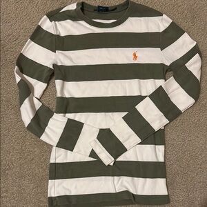 Ralph Lauren Kids Green and White Striped Shirt